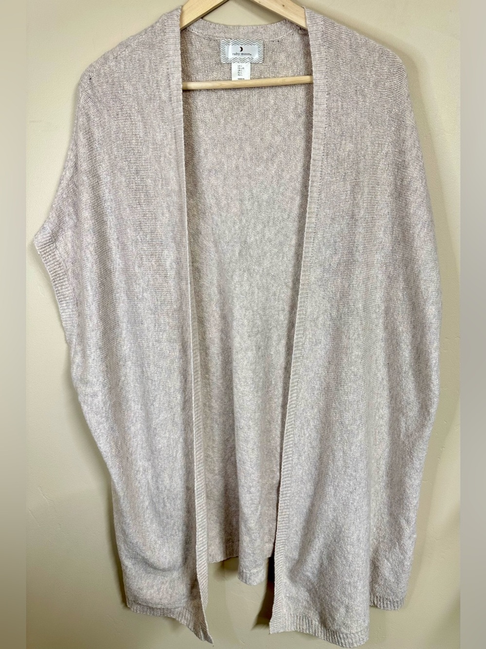 🌙 Anthropology Ruby Moon Open-Front Oversized Knit Shrug in Light Taupe - Large